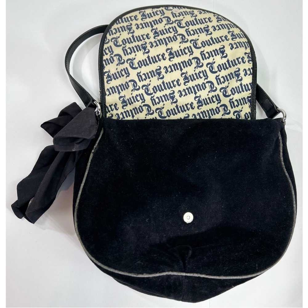 Juicy Couture Y2K Black Floral Velour Shoulder Purse - Picture 9 of 13